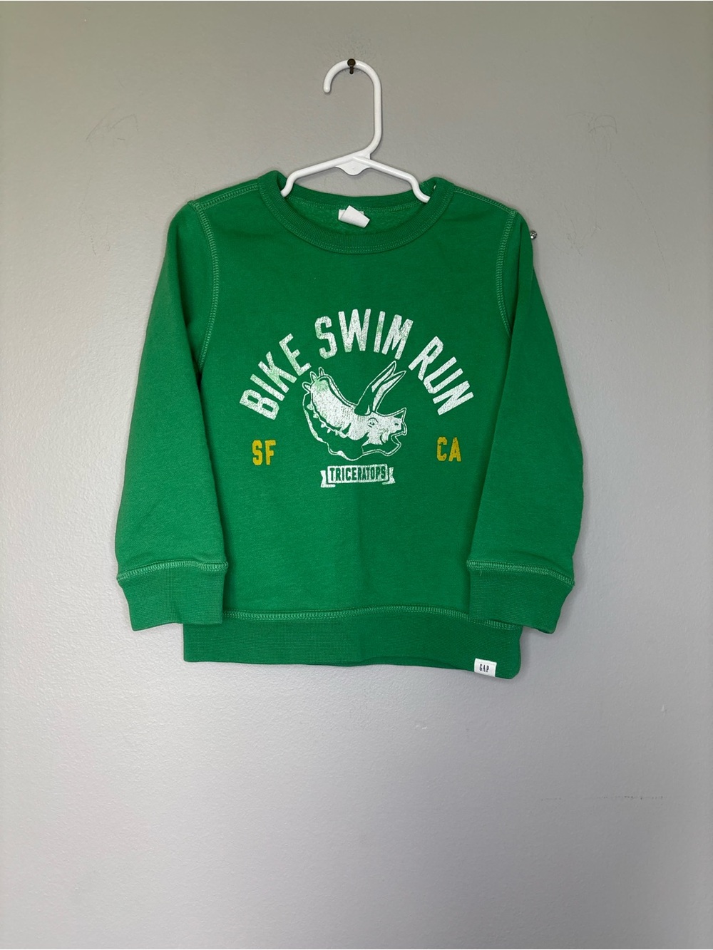 Gap 4 Kids Green 'Bike Swim Run' Pullover Sweatshirt